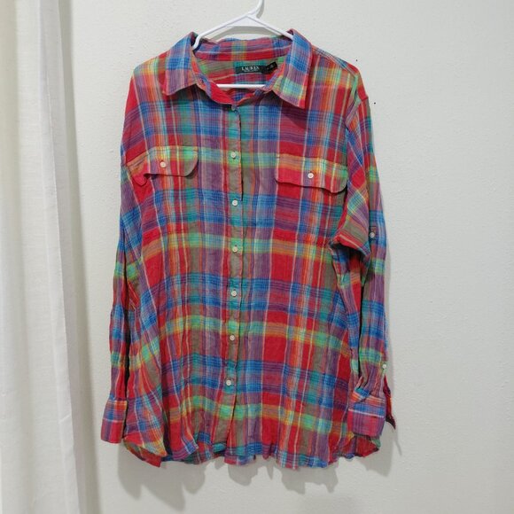 Lauren Ralph Lauren Bundle 3X Tops Blouses Buttons Women Cotton Classic - Picture 2 of 12